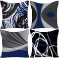 thumbnail image 1 of Set of 4 Throw Pillow Covers Modern Abstract Dark Blue Stripes Gray Black White Acrylic Bold Grey Decorative Pillow Cases Home Decor Square 20x20 Inches Pillowcases, 1 of 6