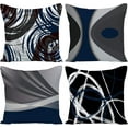 thumbnail image 1 of Set of 4 Throw Pillow Covers Modern Abstract Navy Blue Stripes Gray Black White Acrylic Bold Grey Decorative Pillow Cases Home Decor Square 20x20 Inches Pillowcases, 1 of 6