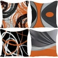 thumbnail image 1 of Set of 4 Throw Pillow Covers Modern Abstract Orange Stripes Gray Black White Acrylic Bold Grey Decorative Pillow Cases Home Decor Square 20x20 Inches Pillowcases, 1 of 6