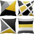 thumbnail image 1 of Set of 4 Throw Pillow Covers Modern Abstract Stripe Simple Geometric Acrylic Bold Decorative Pillow Cases Home Decor Square 18x18 Inches Pillowcases(Grey Yellow), 1 of 6