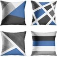 thumbnail image 1 of Set of 4 Throw Pillow Covers Modern Abstract Stripe Simple Geometric Acrylic Bold Decorative Pillow Cases Home Decor Square 18x18 Inches Pillowcases(Grey Blue), 1 of 6