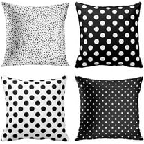 Set of 4 Throw Pillow Covers Polka Dot Black and White Spot Simple Structure Abstract with Decorative Pillow Cases Home Decor Square 18x18 Inches Pillowcases