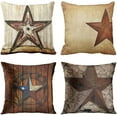 thumbnail image 1 of Set of 4 Throw Pillow Covers Rustic Country Western Star Barn Wooden Cabin West Primitive Decorative Pillow Cases Home Decor Square 18x18 Inches Pillowcases, 1 of 6