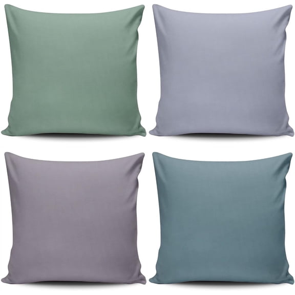 Set of 4 Throw Pillow Covers, Solid Colors 18x18 Inches Home Decor Square Pillowcase Cushion Cases Decorative Pillow Cases for Accent Couch Sofa Bedroom, Lavender Purple Fair Orchid Lilac Grey