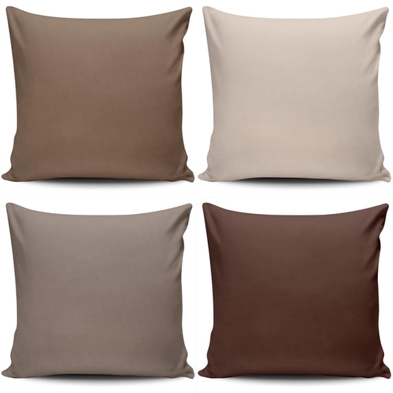 Set of 4 Throw Pillow Covers, Solid Colors 18x18 Inches Home Decor Square Pillowcase Cushion Cases Decorative Pillow Cases for Accent Couch Sofa Bedroom, Lavender Purple Fair Orchid Lilac Grey