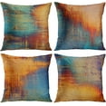 thumbnail image 1 of Set of 4 Throw Pillow Covers Vintage Abstract Blue and Orange Messy Rust Painting Decorative Pillow Cases Home Decor Standard Square 18x18 Inches Pillowcases, 1 of 6