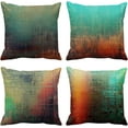 thumbnail image 1 of Set of 4 Throw Pillow Covers Vintage Abstract Teal Green and Orange Messy Rust Painting Decorative Pillow Cases Home Decor Standard Square 16x16 Inches Pillowcases, 1 of 6