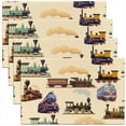 thumbnail image 1 of Set of 4 Train Place Mats for Dining Patio Table,Retro Vintage Placemats 12x18 Inch,Engine Train Table Mats Dining Kitchen Party Decor,Transportation Waterproof Placemats,Green, 1 of 4