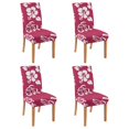 thumbnail image 1 of Set of 4 Tropical Flower and Leaves Dining Chair Covers Bright Summer Print Washable Polyester Stretch Slipcovers Removable Protector for Fresh Kitchen Decor, 1 of 7