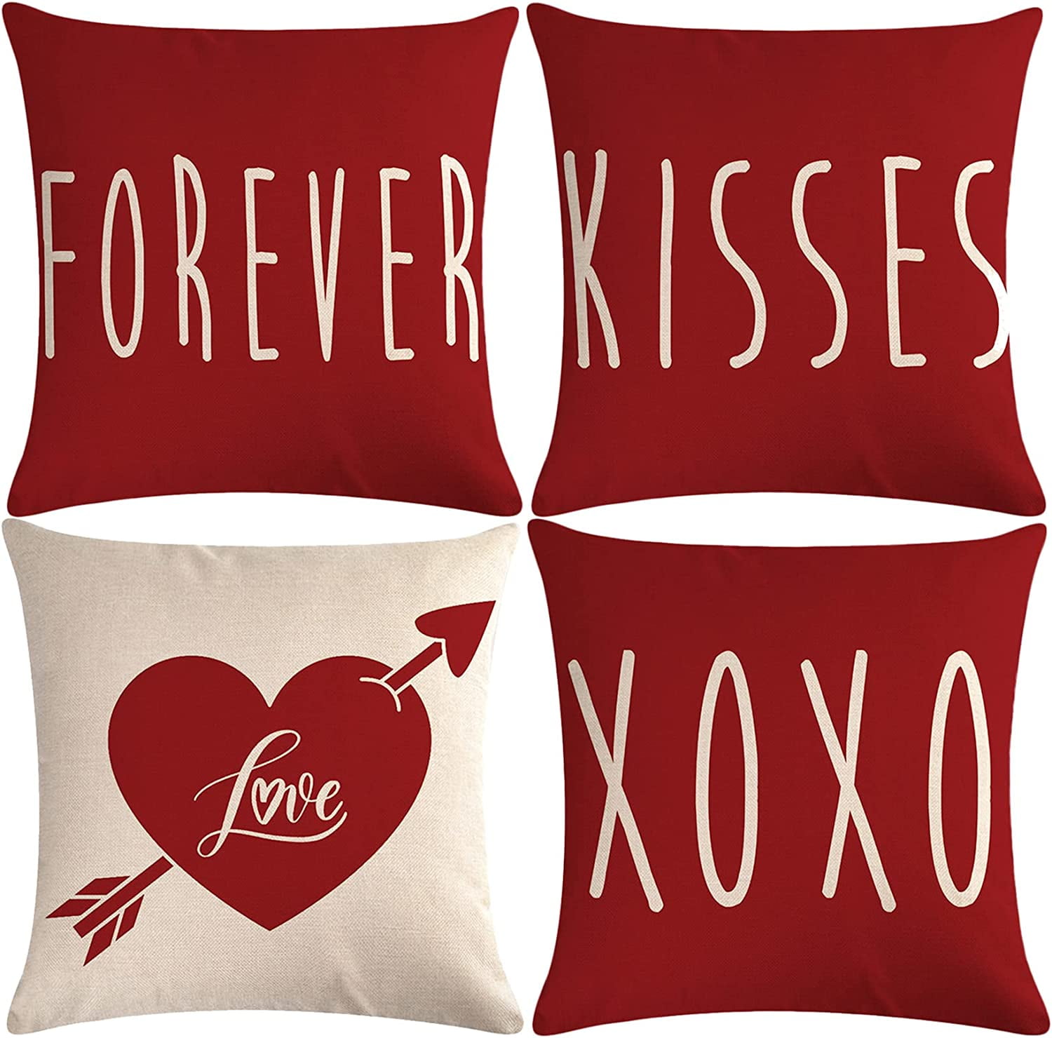 Set of 4 Valentine's Day Decorations Pillow Covers Valentine's Day