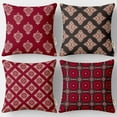 thumbnail image 1 of Set of 4 Vargottam 18x18 Inch Pillow Covers - 100% Cotton, Decorative Geometric Print, Double-Sided Print with Concealed Zipper - Filler Not Included - Crimson, 1 of 7