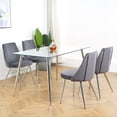 thumbnail image 1 of Set of 4 Velvet Dining Chairs, 21.06 Inch Width Modern Simple Upholstered Dressing Chair with Chrome Metal Legs and Backrest for Living Room, Kitchen and Dinning room, Grey, 1 of 9