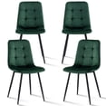thumbnail image 1 of Set of 4 Velvet Dining Chairs - Mid Century Modern Dinning Chair, Upholstered Cushion Seat, Square-Patterned Backrest, Dinner Chairs with Metal Legs for Dining Living Room, Bedroom, Green, 1 of 10