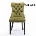 thumbnail image 1 of Set of 4 Velvet Fabric Dining Chairs Luxury Tufted Back with Nailed Trim and Back Ring Pull Home Kitchen Dining Room Chairs Armless Accent Side Chairs Solid Rubber Wood Legs, 1 of 8