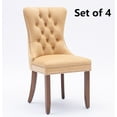 thumbnail image 1 of Set of 4 Velvet Fabric Dining Chairs Luxury Tufted Back with Nailed Trim and Back Ring Pull Home Kitchen Dining Room Chairs Armless Accent Side Chairs Solid Rubber Wood Legs, 1 of 8