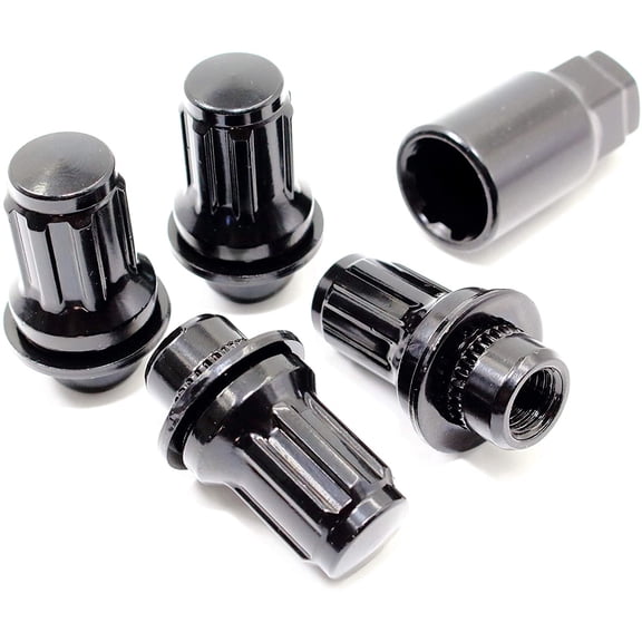 Set of 4 Veritek 12x1.5mm 1.87 Inch 47mm Length 13/16 Hex OEM Factory Mag Washer Style Black Wheel Locks for Toyota Tacoma 4 Runner SR5 Pre-Runner TRD Off-Road Limited OEM Replacement