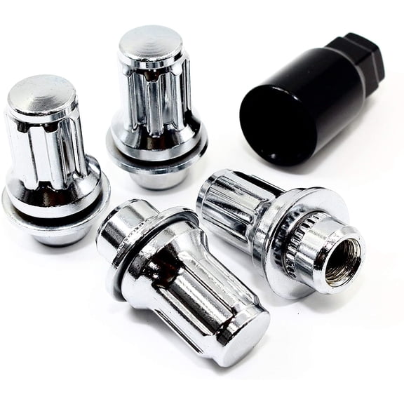 Set of 4 Veritek 12x1.5mm 1.87 Inch 47mm Length 13/16 Hex OEM Factory Mag Washer Style Chrome Wheel Locks for Toyota Tacoma 4 Runner SR5 Pre-Runner TRD Off-Road Limited OEM Replacement