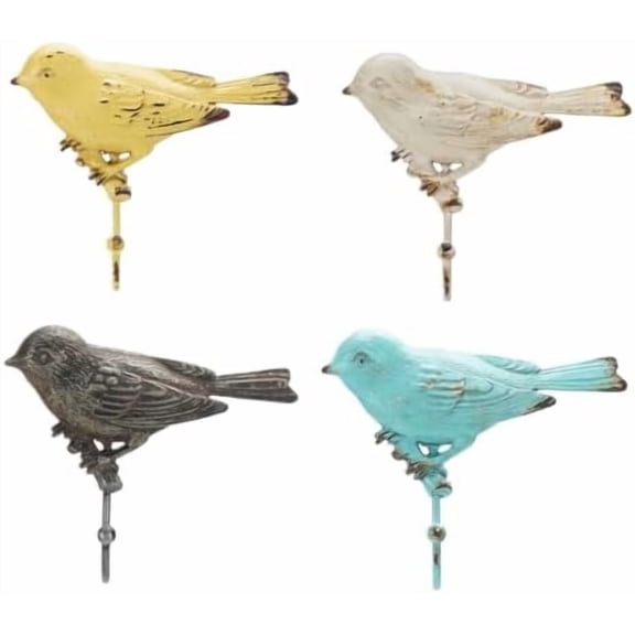 Set of 4 Vintage Metal Birds Wall Coat Hooks, Heavy Duty Hangger Hooks, Farmhouse Wall Mounted Hanging  Hooks for Scarf, Bag, Towel, Key, Cap$$Home Decor, Kitchen, & Other