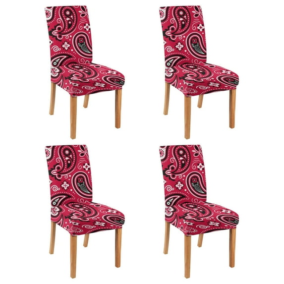 Set of 4 Vintage Paisley and Bohemian Dining Chair Covers Featuring Colorful Floral Ethnic Retro Decorative Pattern Washable Polyester Stretch Slipcovers Removable Protector for Elegant Home