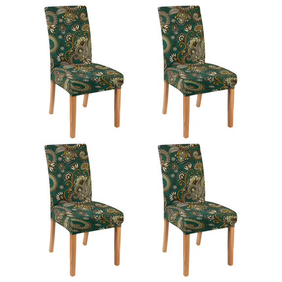 Set of 4 Vintage Paisley and Bohemian Dining Chair Covers Featuring Colorful Floral Ethnic Retro Decorative Pattern Washable Polyester Stretch Slipcovers Removable Protector for Elegant Dining Room