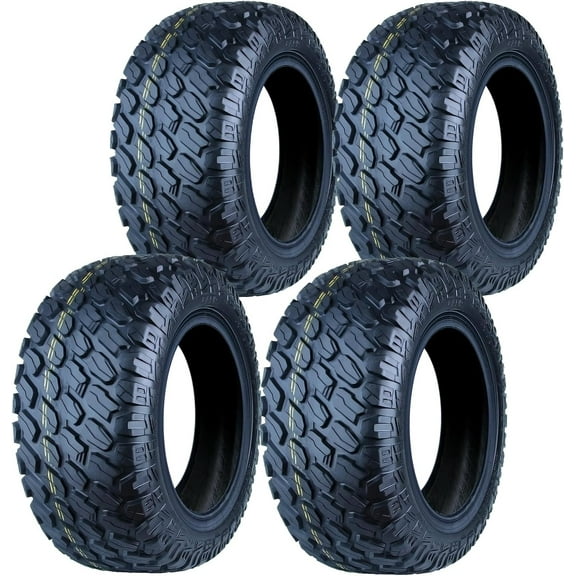 Set of 4 WOLF PACK 215/35-12 Golf Cart Tires Non-Directional Tubeless Tire Multi-Terrain Tire with Superior Traction and Mud-Resistant Self-Cleaning Tread Design for Long-Lasting Performance