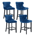 thumbnail image 1 of Set of 4 Wingback Upholstered Bar Stools with Nailhead Trim, Velvet Fabric Side Dining Room Chairs with Tufted Button, Living Room Chairs Counter Bar Stools Home Kitchen Island (Blue), 1 of 9