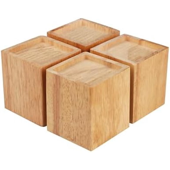 Set of 4 Wood Bed Risers, 4 Inch High, Natural Wood Furniture Lifters, Heavy Duty Sofa risers for Sofa, Bed, Chair, Table$$Home Decor, Kitchen, & Other
