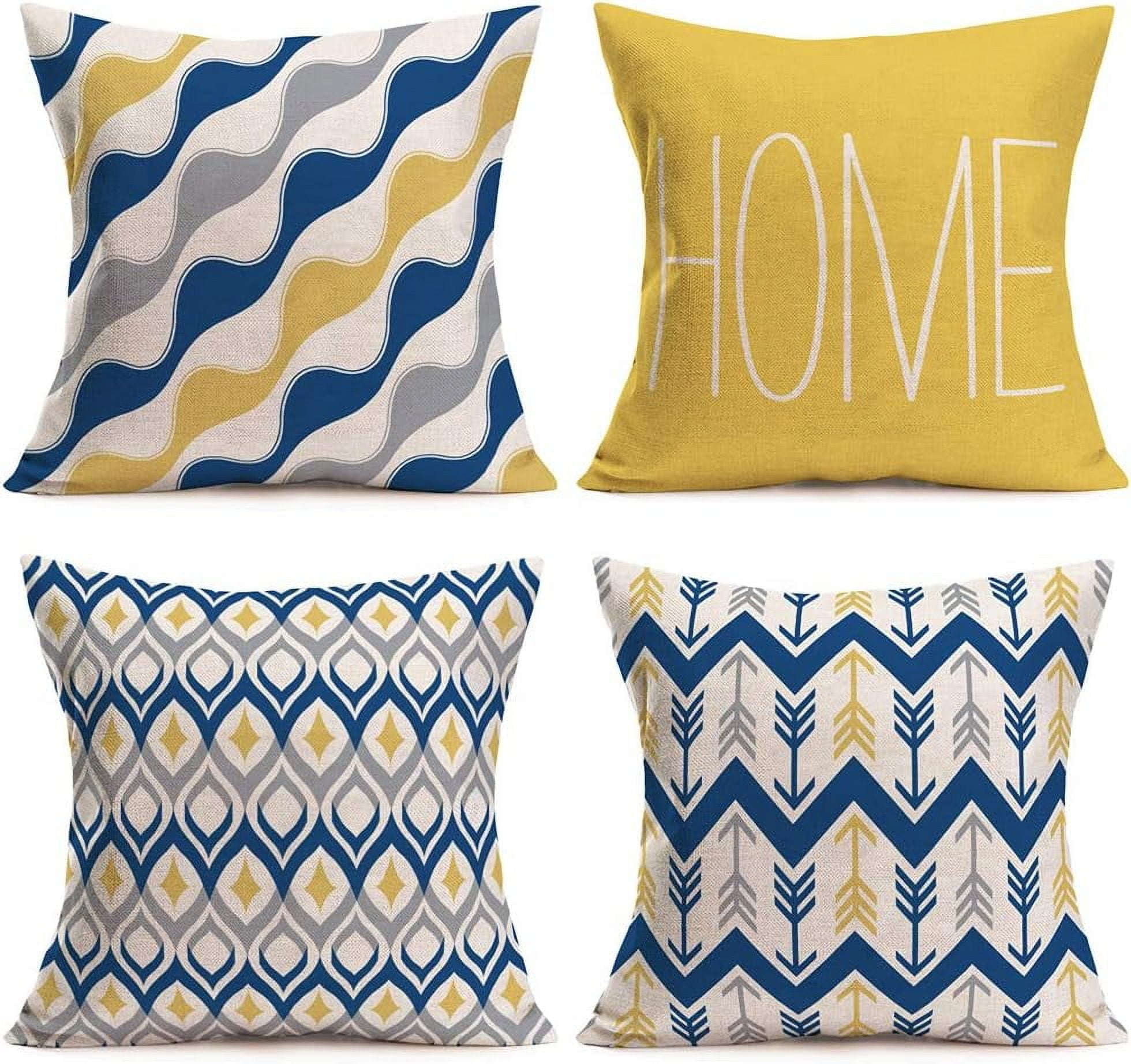 Navy And Yellow Throw Pillows
