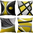 thumbnail image 1 of Set of 4 Yellow Throw Pillow Covers Modern Abstract Black Grey Stripes Gray White Acrylic Bold Decorative Pillow Cases Home Decor Square 20x20 Inches Pillowcases, 1 of 6