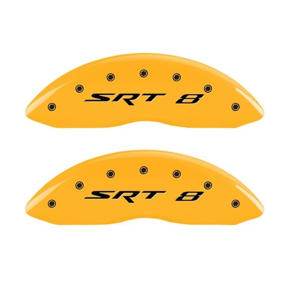 Set of 4 caliper covers, Engraved Front and Rear: SRT8, Yellow powder coat finish, black characters Fits select: 2005-2007 JEEP GRAND CHEROKEE LAREDO/COLUMBIA/FREEDOM