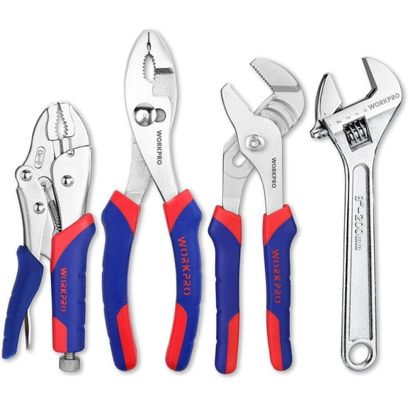 Set 4-piece Locking Plier Slip-joint Plier Groove Joint and Adjustable Wrench Home Maintenance Tool Kit