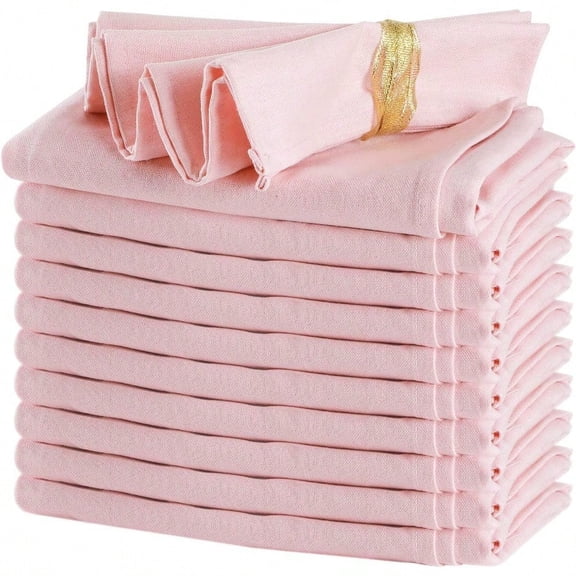 Set of 40 Cotton Linen Dinner Napkins Bulk 16 x 16 Inch Reusable Fabric Washable Pastel Soft Table Napkins for Wedding Dinner Hotel Restaurant Event Party Pink
