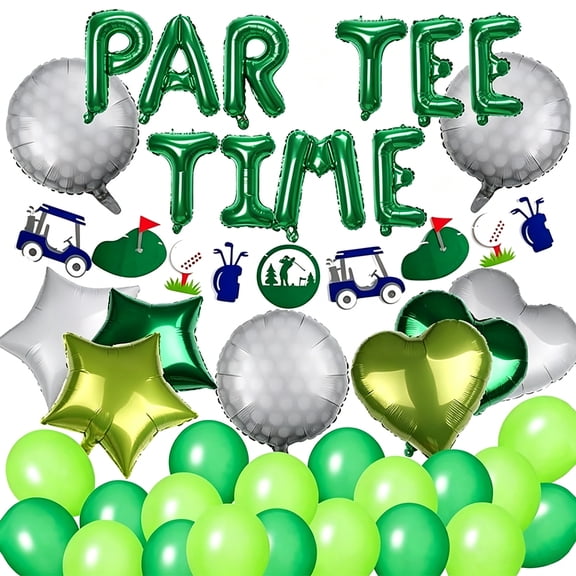 Set of 40 Golf Party Decorations, Let's Partee Time Golf Decorations Par Tee Time Banner Golf Balloons Green Balloons Golf Themed Birthday Retirement Decor