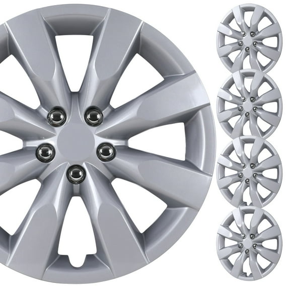 Set Of 416" Hubcaps Wheel Rimss Cover with Decoration nuts For 2009-2019 TOYOTA COROLLA / 2009-2014 TOYOTA MATRIX Compatible With Steel Wheels Snap On Installation ABS+PC Material (16-Inch, Lacquer)