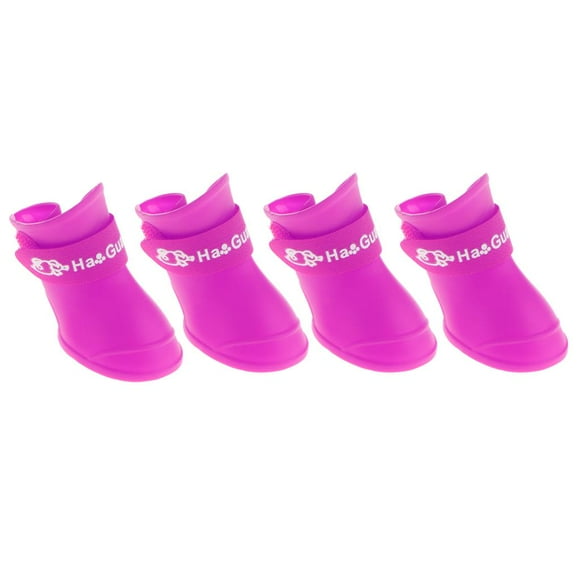 Set 4pcs Pet Dog Puppy Cat Waterproof Rain Boots Outdoor Rubber Shoes, Multi Colors And Sizes Available Purple_S
