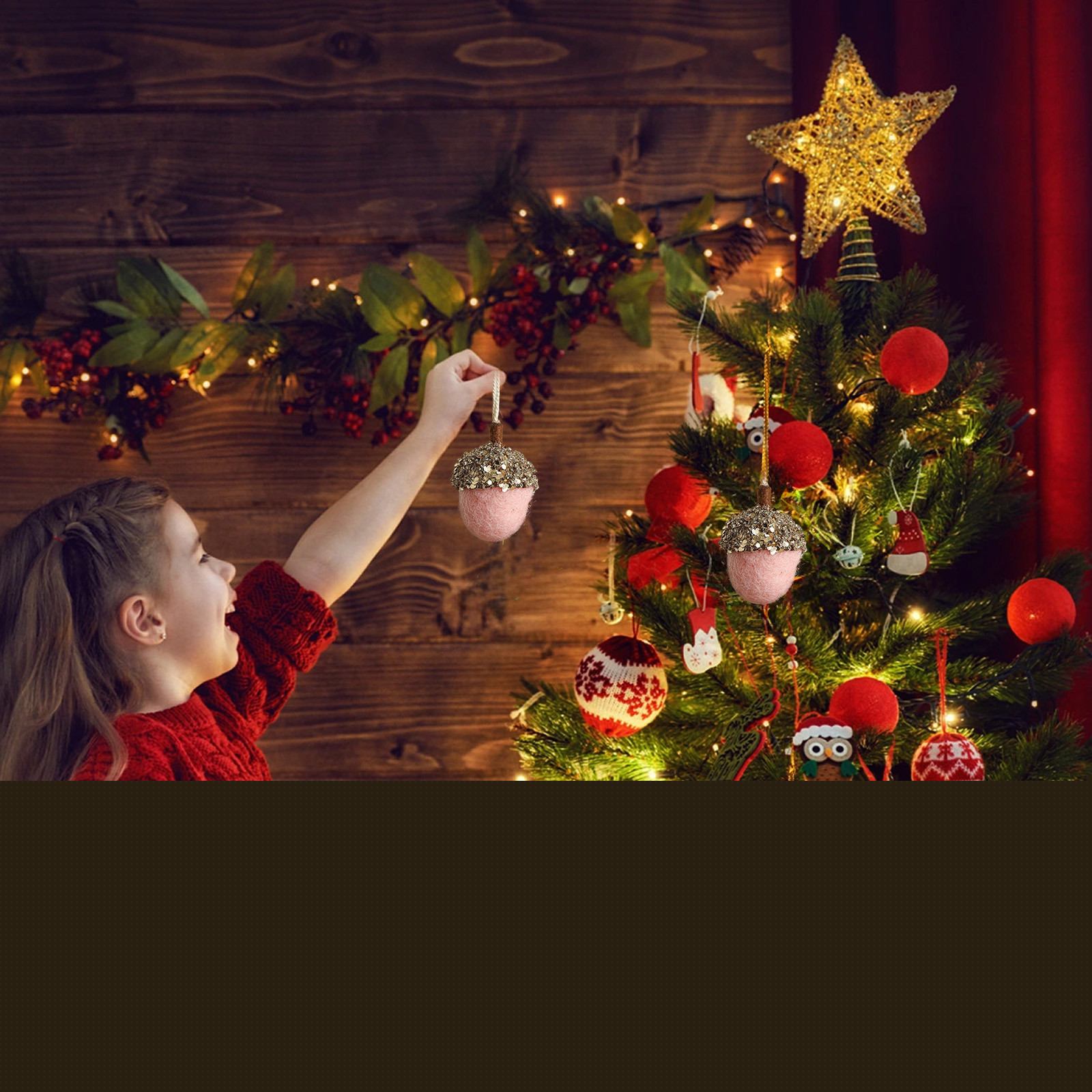 thumbnail image 1 of Set of 5 Flocked Pinecone & Ball Christmas Tree Ornaments | Shatterproof Felt Hanging Pendants for Holiday Decor | Gray, Pink, White, Khaki, Red | 5-Inch Size, 1 of 6