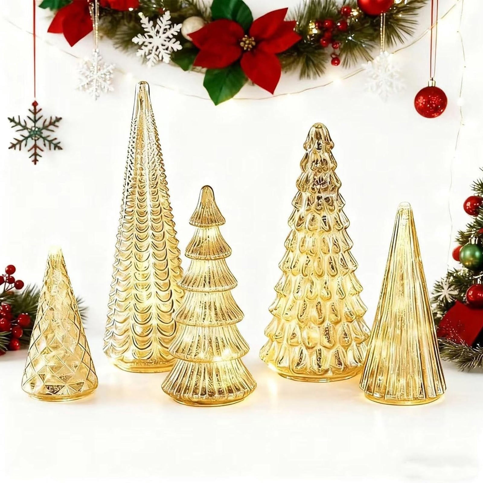 Customer reviews for Set of 5 Illuminated Mercury Glass Christmas Trees ...
