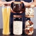 thumbnail image 1 of Set of 5 Kitchen Canisters,Thick, Stackable, Natural Style,Cookie, Rice and Spice Jars - Sugar or Flour Container - Big and Small Airtight Food Jar for Pantry, 1 of 3