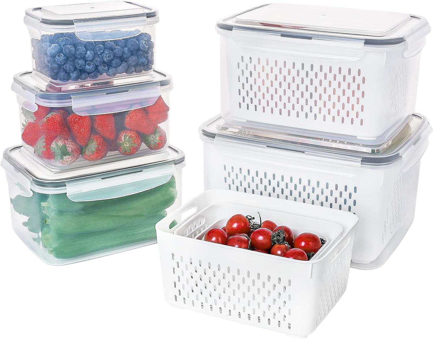Set of 5 Large Fruit Containers for Fridge