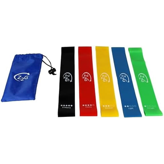 Set 5 Loop Exercise Bands with Carry Bag for Strength Training, Physical Therapy, Yoga, Pilates, Stretching, and Rehab Durable, Skin-Friendly Fitness Bands for Men & Women$$Sport&Recreation Other