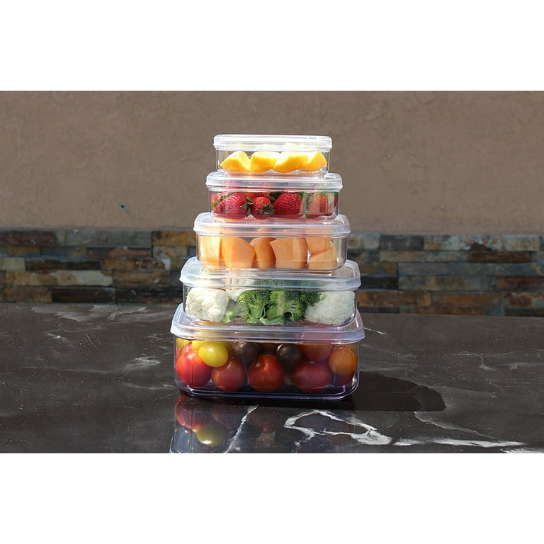 Set of 5) Lustroware Micro Clear Airtight Food Storage Containers