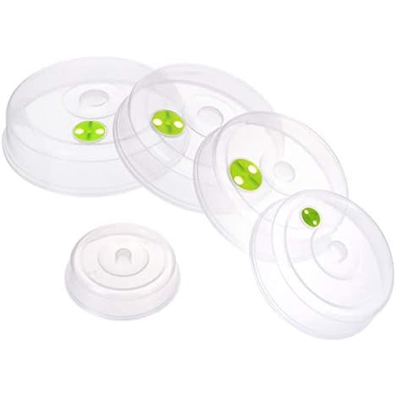 Set of 5 Microwave Plate Covers with Adjustable Steam Vents; Microwave Splatter Covers - Mixed Sizes for Large & Small Food Plates Bowls