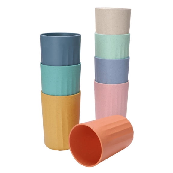 Set 5 Multicolor Cup for Coffee, Tea, Water, Milk, Juice, Wheat Straw Cup, Unbreakable,Non-toxin, BPA free and Healthy for Kids Children Toddler & Adult (Random Color)