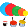 thumbnail image 1 of Set of 5 Silicone Lids,Heat Resistant, Microwave Splatter Covers, Reusable Food Suction Lids for Cups, Bowls, Plates, Pots, Pans, Skillets, Stovetops, Ovens, L, XL) BPA-Free,Multicolor, 1 of 8