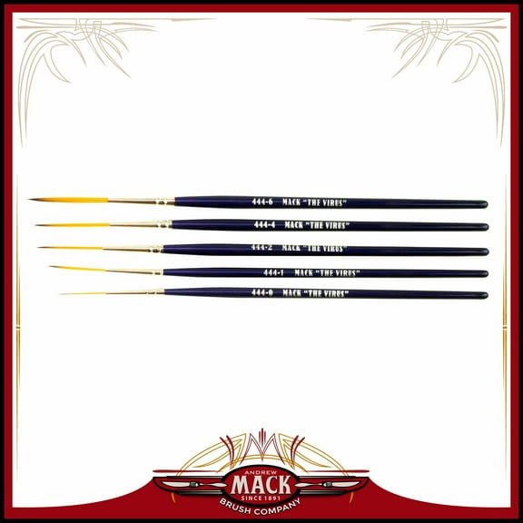 Set (5) The Virus Series 444 Size 0-6 Scrolling Script Brush Blend Golden Taklon