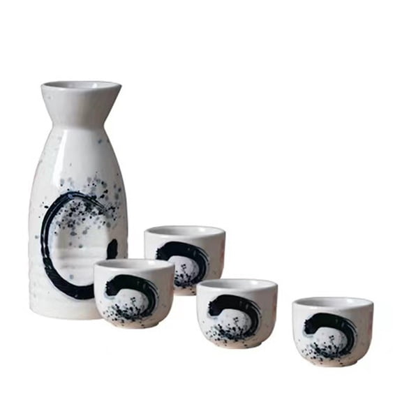 Set of 5 ceramic wine sets, sake serving cups, hand-painted porcelain sake cups, soju glasses, ceramic drinking cups, Japanese style, for restaurants, home