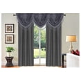 thumbnail image 1 of Set of 5 piece 2 panels R64 and 3 matching waterfall valances CHARCOAL color blackout lined window curtain for living room, bedroom, sliding door décor, 1 of 4