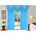 thumbnail image 1 of Set of 5 piece 2 panels R64 and 3 matching waterfall valances RS8 TURQUOISE color blackout lined window curtain for living room, bedroom, sliding door décor, 1 of 4