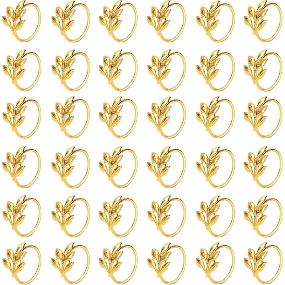 Set of 50 Leaf Napkin Rings Metal Gold Leaf Napkin Ring, Metal Napkin Rings Dinner Banquet Serviette Decor, Dinning Table Setting for Thanksgiving Christmas Halloween Holiday Wedding Party