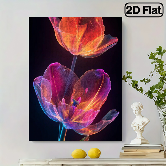 A Set of 500pcs Featuring Vibrant And Luminous Floral Designs, These Jigsaw Puzzles Are Perfect for Home Decor And Make an Excellent Gift for Adult Puzzle Lovers. 20.4x15 inch